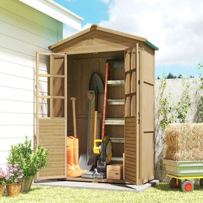 Armadio da Giardino Box Porta Attrezzi 128x57,5x197 cm con Finestre Trasparenti in Legno Marrone Chiaro...