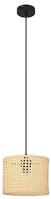 Lampadario a sospensione con filo ALBA 1xE27/15W/230V diametro 20 cm rattan/nero