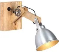 Lampada da Parete E27 Argento Legno Massello di Mango e Ferro cod mxl 75609