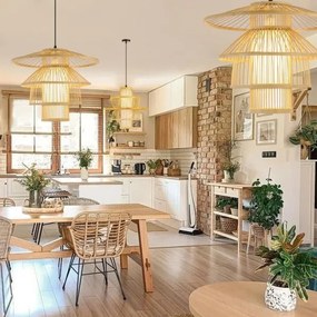 Immax 08254L - Lampadario a sospensione con filo PINCHOS 1xE27/40W/230V diametro 45 cm bambù