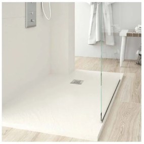 Piatto doccia in mineralmarmo 80x100 cm beige effetto pietra con griglia e piletta sifonata