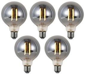 Set di 5 Lampadine LED dimmerabili intelligenti E27 G95 Fumè 4.9W 150lm 1800K