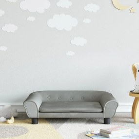 Divano Per Bambini Grigio Chiaro 70x45x26 Cm İn Velluto /