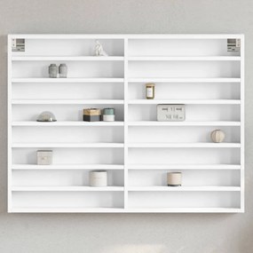 Armadietto Con Vetrina Bianco 100x8,5x75 Cm Legno Multistrato /