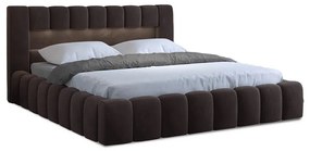 Letto matrimoniale imbottito marrone scuro con contenitore con rete inclusa 160x200 cm Lamica – ELTAP