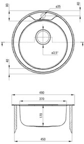 Deante ZHC_0813 - Lavello della cucina TWIST diametro 49 cm raso