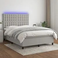 Letto a Molle Materasso e LED Grigio Chiaro 140x200 cm Tessuto cod mxl 37313