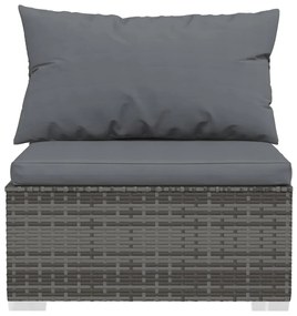 Set Divani da Giardino 11 pz con Cuscini in Polyrattan Grigio