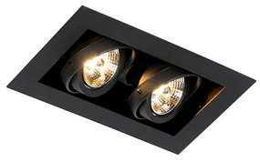 Faretto da incasso moderno nero 2 luci orientabile - Oneon 70