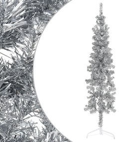 Albero Natale Artificiale Sottile a Metà Supporto Argento, 120cm