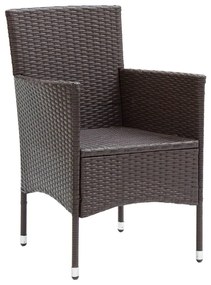 Set da pranzo da giardino 7 pz con cuscini polyrattan marrone