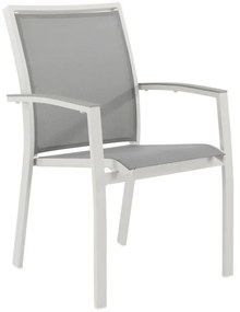 Sedia da giardino in alluminio con braccioli Las Vegas NATERIAL, seduta in textilene grigio