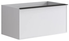 Mobile da bagno sotto lavabo Pixel frame bianco e maniglia alluminio nero laccato L 80 x H 40 x P 45.5 cm 2 cassetti, lavabo non incluso