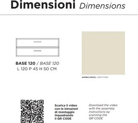 Mobile da bagno sospeso moderno base 120 CLEIDE con 2 cassetti e lavabo, GRIGIO PERLA