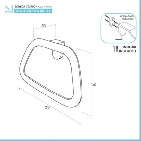 Set accessori bagno da muro 4 pezzi in acciaio cromo Fusion