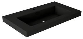 Lavabo a incasso rettangolare vasca centrale Nantes L 81 x H 6 x P 46 cm in resina nero satinato
