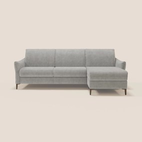 Dalia divano letto angolare con materasso alto 18 cm piedini alti e penisola contenitore in tessuto smacchiabile T17