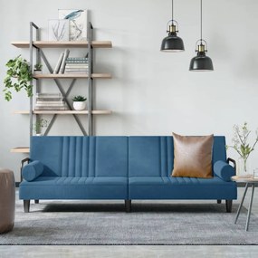 Divano Letto Con Braccioli Blu İn Velluto /