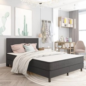 Letto A Molle Grigio İn Tessuto 160x200 Cm /