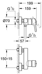 GROHE 32210001 - Miscelatore per doccia CONCETTO DN 15, cromo lucido