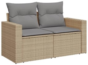 Set divano da giardino 4 pz con cuscini beige misto polyrattan