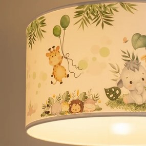 BRILAGI - Lampadario LED per bambini a sospensione con cavo BOBO 1xE27/60W/230V Ø 35 cm bianco/giungla