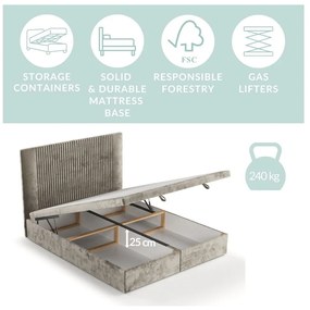 Letto matrimoniale imbottito grigio con spazio contenitivo 180x200 cm Mavel - Maison de Rêve