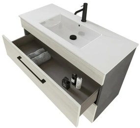 Mobile bagno sospeso 100 cm Smart bianco legno/lava con specchio