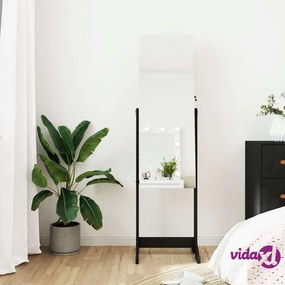 vidaXL Armadio Portagioie Specchio Autoportante Nero 42x38x152 cm