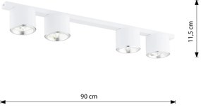 Plafoniera Moderna 4 Luci Faretti Ptah In Acciaio Bianco