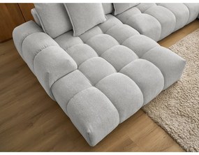 Divano angolare grigio chiaro allungabile e con contenitore (penisola a destra/a U) con rivestimento in ciniglia Everest – Bobochic Paris