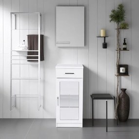 Mobile multiuso CRYSTAL 1 anta con specchio e 1 cassetto bianco