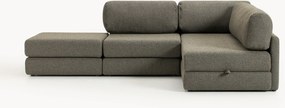 Divano letto angolare in bouclé con contenitore Ladina