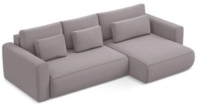 Divano angolare lavanda allungabile/con contenitore (con penisola a destra/con chaise lounge) con rivestimento in velluto Kapua – Makamii