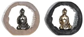Statua Decorativa DKD Home Decor Nero Dorato Buddha Orientale 20,8 x 6 x 18,5 cm (2 Unità)