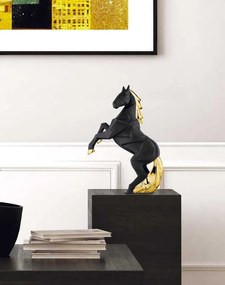 Bongelli preziosi Scultura in marmorino moderna Cavallo stilizzato h 35 - varie colorazioni NERO ORO