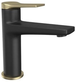 Kamalu - Miscelatore lavabo finitura nera opaca con leva in bronzo | KAM-KANDA NERO-B