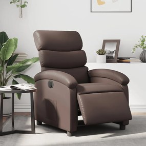 Poltrona Reclinabile Elettrica Marrone İn Similpelle /