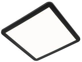 Plafoniera moderna quadrata nera 40 cm con LED a 3 livelli di dimmerazione IP44 - Steve