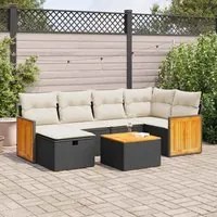 Set Divani da Giardino con Cuscini 7pz Nero Polyrattan 3326032