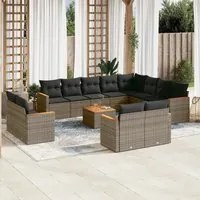 Set Divani da Giardino 13 pz con Cuscini Grigio in Polyrattan 3258924