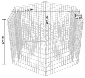 Gabbione Letto Rialzato da Giardino Esagonale 160x140x100 cm