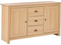 Credenza a 2 ante in truciolare di legno chiaro 2 armadi e 3 cassetti in stile tradizionale