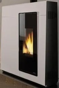 Palazzetti Michelle 10 Stufa A Pellet Ecofire ad Aria 10kw con uscita fumi superiore in acciaio bianco