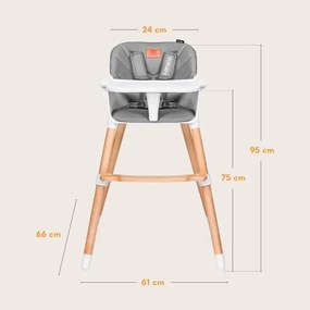 Lionelo - Seggiolone da pranzo per bambini 2 in 1 KOEN Grey Stone