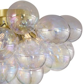 Lampada da soffitto di design in ottone con vetro arcobaleno 6 luci - Uvas