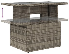 Set divani da giardino 2 pz con cuscini grigio polyrattan vetro