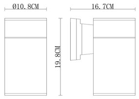 Applique Cilindrica Monodirezionale XL, IP54, Base E27 - Nera Base E27