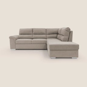 Minerva divano angolare con estraibile a cassettone e pouf contenitore in tessuto morbido impermeabile T02