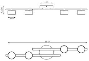 Plafoniera FRAGMENT 4xGX53/12W/230V nero